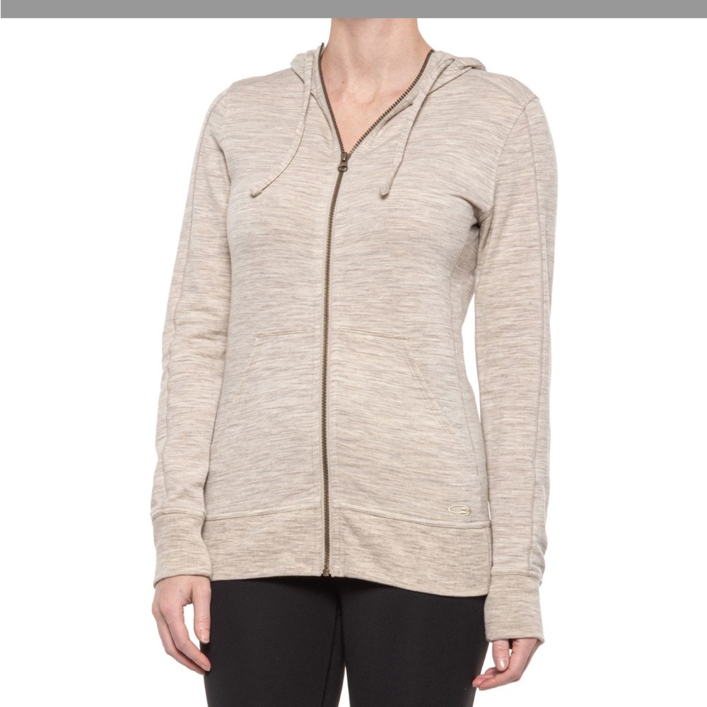 Icebreaker oatmeal heather color zip up Hoodie Size S